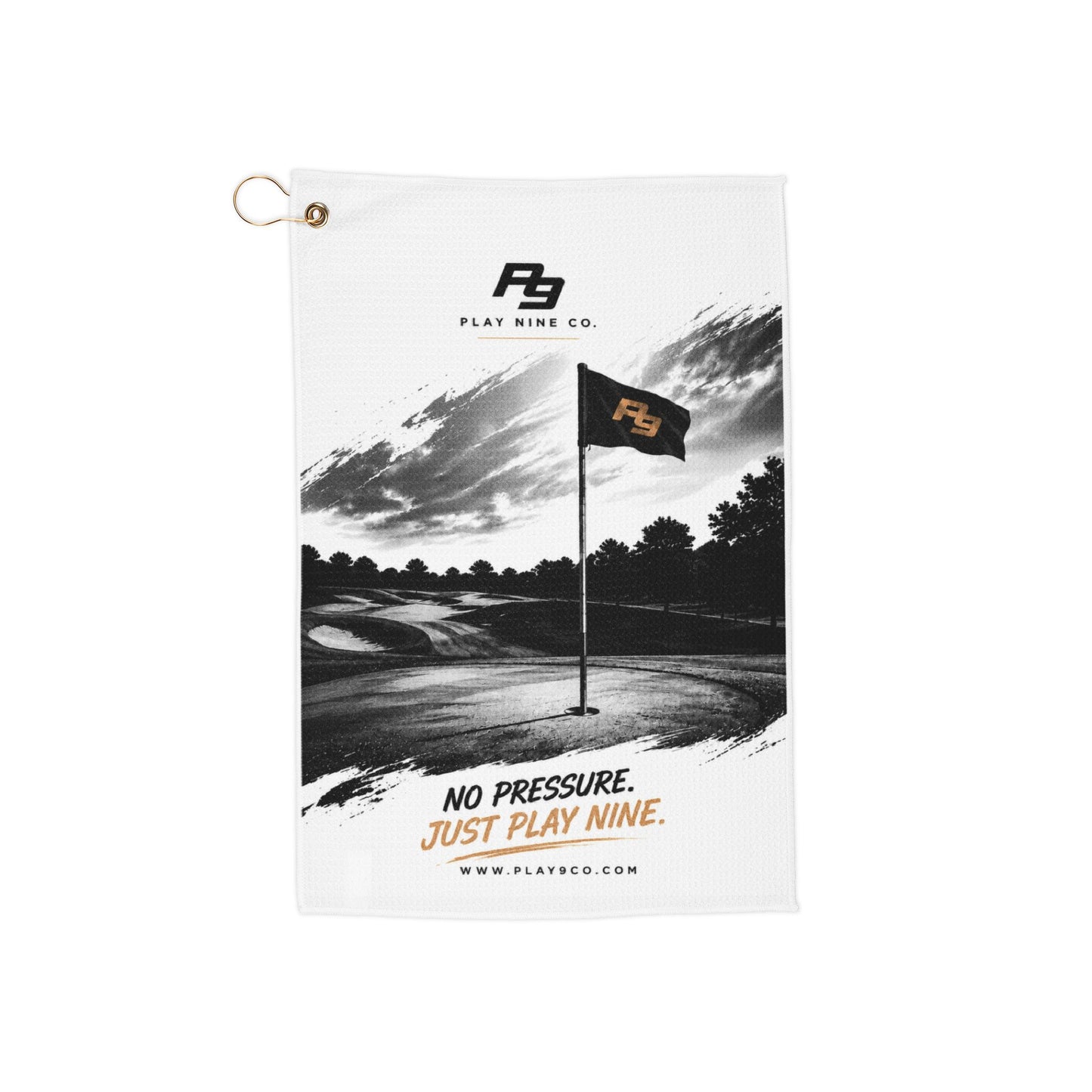 WHITE - Golf Towel — Play Nine Co. ‘No Pressure. Just Play Nine.’ Golf Club Towel with Grommet