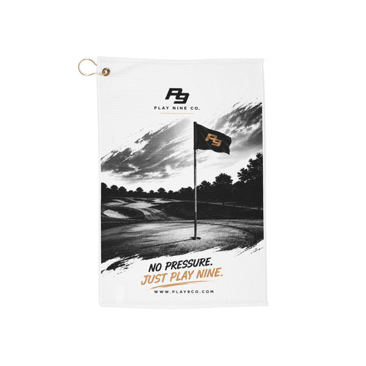 WHITE - Golf Towel — Play Nine Co. ‘No Pressure. Just Play Nine.’ Golf Club Towel with Grommet