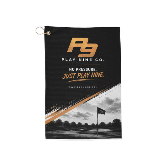 BLACK - Golf Towel — Play Nine Co. ‘No Pressure. Just Play Nine.’ Golf Club Towel with Grommet
